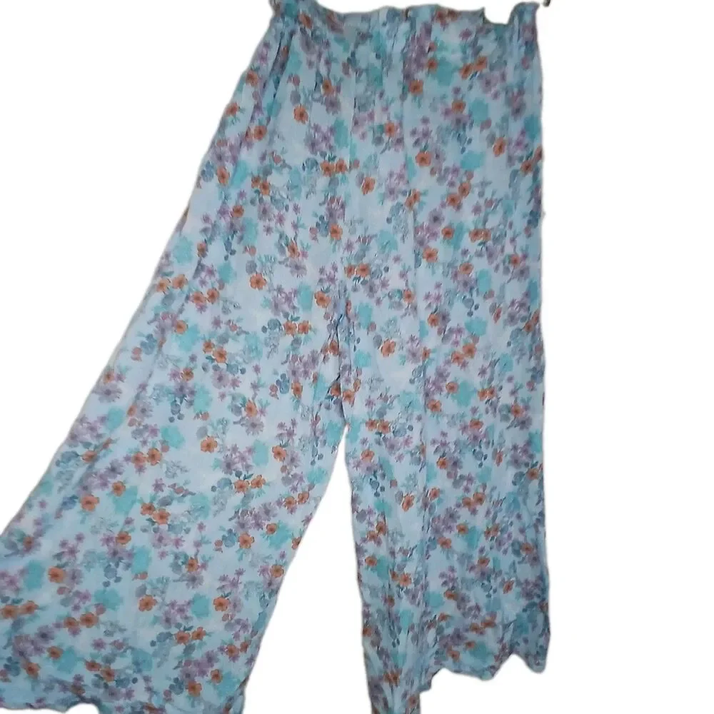 Kensie Girl Floral Set Crop Top Size 10 & Pants Size 7/8 Coquette Cottagecore